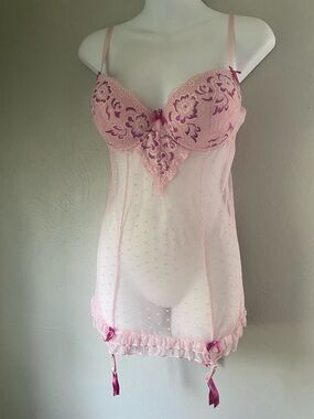Women’s Pink Lace Sheer Babydoll Chemise